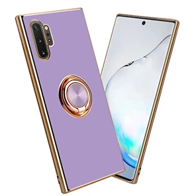 Immagine di Cadorabo Custodia compatibile con Samsung Galaxy NOTE 10 PLUS in Glossy Viola Chiaro Oro anello Coperchio silicone TPU flessibile, protezione per la fotocamera, supporto magnetico l&#039;auto
