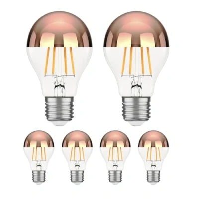 Immagine di ledscom.de 6 pezzi E27 lampadina LED, A60, bianco caldo (2600 K), 7,5 W, 839lm, testa a specchio (oro rosa)