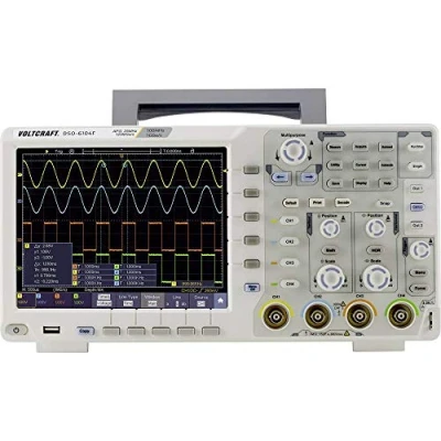 Immagine di VOLTCRAFT DSO 6104F Oscilloscopio digitale 100 MHz 4 canali 1 Gsa/s 40000 kpts 8 Bit Memoria (DSO), Generatore di funzioni pz.