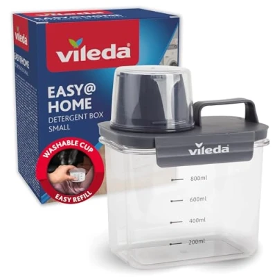 Immagine di Vileda Scatola Detersivo 1100ml grigia Pratico Contenitore per in Polvere Include Misurino un Dosaggio preciso Ermetico e Salvaspazio