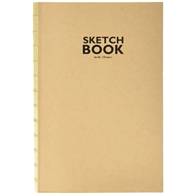 Immagine di Sketchbook Blocco da Disegno Rilegatura a Filo Aperta, DIN A5, 120 Fogli, 100 g/m², Carta Kraft Robusta e riciclabile in Fibre Naturali Non sbiancate, unità
