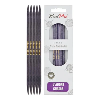 Immagine di KnitPro J&#039;Adore Cubics Ferri da Maglia a Doppia Punta Set 5 Spilli in Legno per Calzini Cappelli Guanti Corti Rotondi 15 cm x 6,00 mm