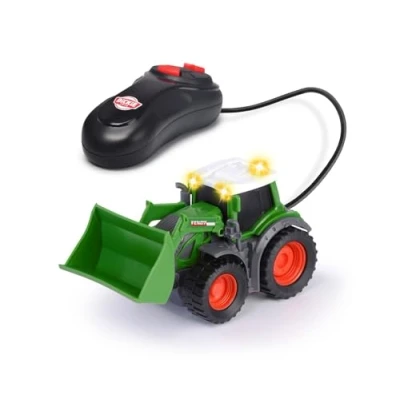 Immagine di Dickie Toys trattore giocattolo Fendt (14 cm) con telecomando via cavo per bambini dai 3 anni in su, telecomandato pala mobile e luce inclusa batteria, 203732000, multicolore