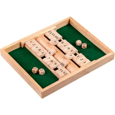 Immagine di Philos 2 Player Shut The Box Game 12 Numbers Wooden Board And 4 Dice