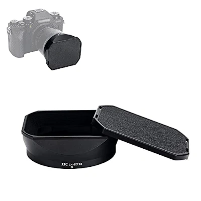 Immagine di JJC LH XF18 Paraluce in Metallo per Obiettivo Fujifilm Fujinon XF18mm F1.4 R LM WR, Quadrato con Cappuccio Sostituisce Originale Fuji