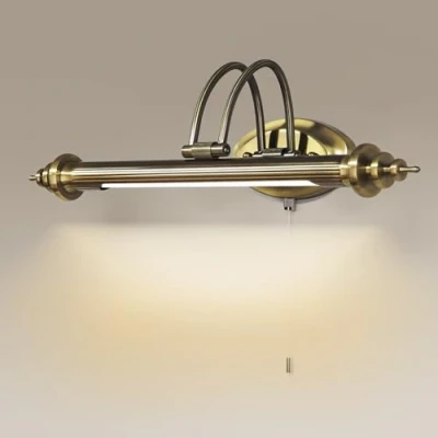 Immagine di ACMHNC Lampada Da Specchio Per Bagno Vintage Con Interruttore, IP44 Bagno, 4000K Applique Parete Retrò Interruttore A Tirante, Regolabile 240 Luce Anteriore Specchio,45cm/7w