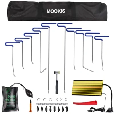 Immagine di MOOKIS Kit di Riparazione Grandine 31 Pezzi Set Leve per Corpo Professionale con 10 Leve, Riflettore Linea Riparare i Danni delle Ammaccature