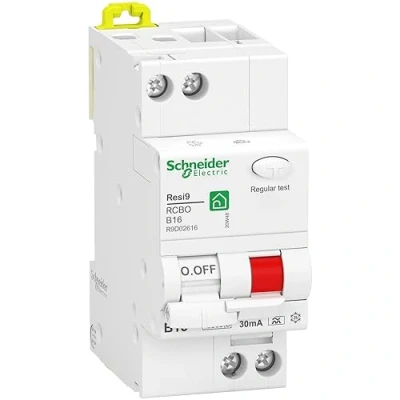 Immagine di Schneider Electric R9D02616 Interruttore FI/LS Resi9 1P+N, 16A, B Char., 30mA, tipo A, 10kA