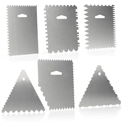 Immagine di COM FOUR® set di spatole da 6 pezzi spatola per torte in alluminio strumento modellare cuocere e cucinare con 23 motivi