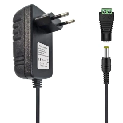 Immagine di Tesfish 24V 2A Alimentatore Trasformatore 48W Adattatore di alimentazione 5,5 x 2,1/2,5 mm per CCTV, Telecamera, Router, Striscia LED 5050 2835