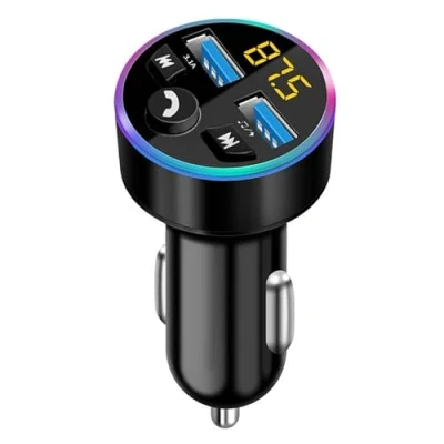 Immagine di Trasmettitore FM per auto, Bluetooth 5.0, adattatore audio autoradio MP3, radio auto con doppio caricatore USB cellulare