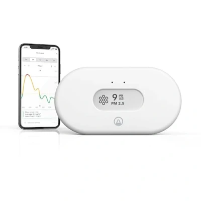 Immagine di Airthings 2980 View Pollution Monitor per l&#039;inquinamento dell&#039;aria (PM, umidità, temperatura) con connessione Wi Fi, funzionalità Hub e display Calm Tech