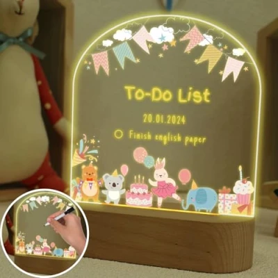 Immagine di uniqicon Luce Notturna Neonato, Idee Regalo Nascita Per Bambini, Bambini Personalizzata Usb, Lettura Libro Notturna, Lampada Led Comodino