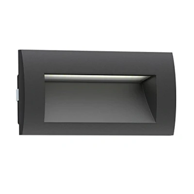 Immagine di ledscom.de Lampada da incasso a parete LED ZIBAL, downlight per esterni, IP65, nero opaco, 140 x 70 mm, 3,3 W, 223lm, bianco freddo, incasso, esterna, di casa, terrazza, giardino,