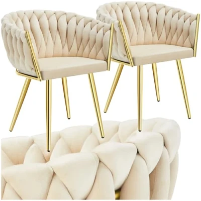 Immagine di TecTake® Set di 2 Sedie da Pranzo con Braccioli, Soggiorno in Velluto Extra Fine, Design Elegante a Nodo, Poltrone Morbida Imbottitura, per Sala Versatili Nero