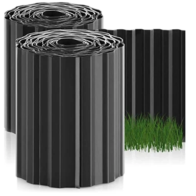 Immagine di com four® 2X Bordo per Prato 20 x 900 cm in plastica Flessibile Prato, aiuola o Come falciare Finitura Erba, Lunghezza Regolabile Individualmente Letto