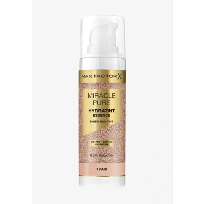 Immagine di Max Factor Miracle Pure Hydratint Essence Fondotinta, 1 Fair, Fino a 24 ore di idratazione, Formula al 71% base acqua, Copertura naturale, vegana