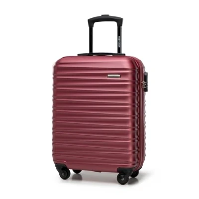 Immagine di WITTCHEN Valigia da Cabina Trolley Bagaglio a Mano rotelle piccola guscio duro in ABS con 4 ruote spinner Serratura combinazione Maniglia telescopica Groove Line marrone