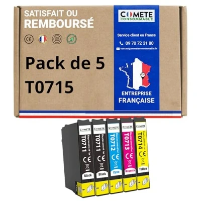 Immagine di COMETE T0715 5 Cartucce d&#039;Inchiostro Compatibili Ghepardo (T0711 T0712 T0713 T0714) per Cartuccia Stylus D120 D78 D92 DX4000