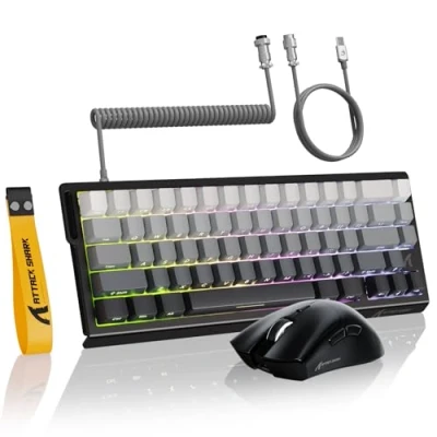 Immagine di MAMBASNAKE ATTACK SHARK X68 HE Tastiera a Grilletto Rapido, Mouse R1 e Cavo Spirale da 8 KHz, Magnetica 8KHz con Precisione RT di 0,01mm, Gioco Wireless Notte Luna