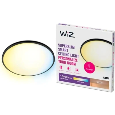 Immagine di WiZ Plafoniera Smart SuperSlim WiFi, Luce Bianca Dimmerabile, LED Integrato, 14W, Nera, Tecnologia SpaceSense, Controllo Vocale (Alexa, Apple HomeKit, Google Home)