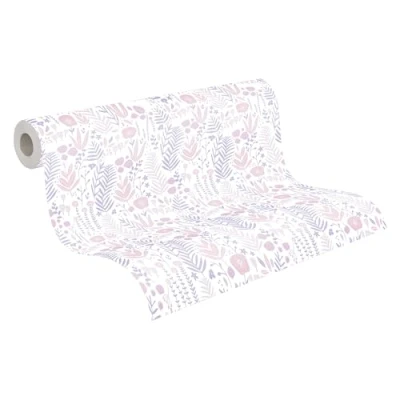 Immagine di A.S. Création Carta da parati non tessuto floreale per la camera dei bambini in viola, rosa e bianco diverse stanze 10,05 m x 0,53