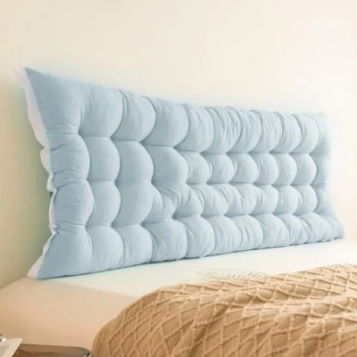Immagine di GeRRiT Grande cuscino per testiera del letto, di supporto lungo lettura, letto matrimoniale, king size, lombare a cuneo seduto (blu, 180 cm)