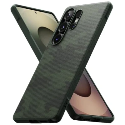 Immagine di Ringke Onyx Compatibile con Cover Samsung Galaxy S25 Ultra, Custodia Calza Perfettamente Antiscivolo Anti Impronte Graffio Resistente Stile Militare Antiurto Camo Green