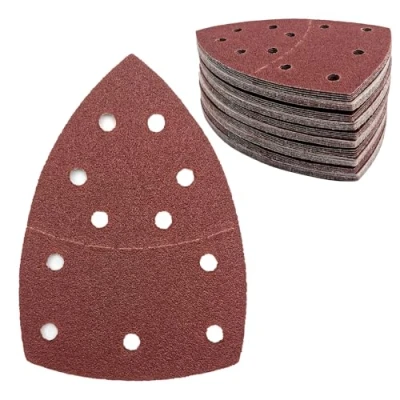 Immagine di 50 pezzi di carta vetrata triangolare a 11 fori, 60, grana per smerigliatrice triangolare, 155 x 108 mm