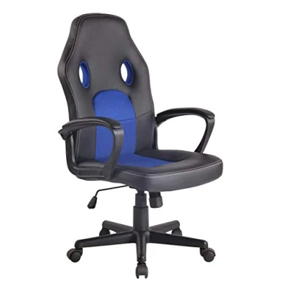 Immagine di CLP Sedia Gaming Ufficio Elbing in Similpelle I Poltrona Racing Scrivania con Braccioli E Rotelle Ergonomica, Colore:Nero/Blu