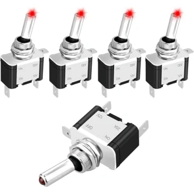 Immagine di 5pcs SPST LED interruttore a levetta bilanciere illuminato Linkstyle marino, acceso spento 12V 20A per veicoli camper auto camion barca