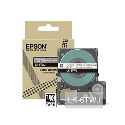 Immagine di Epson LabelWorks LK 6TWJ Cartuccia a nastro per etichettatura compatibile con LW C610 Trasparente opaco/Bianco 24mm
