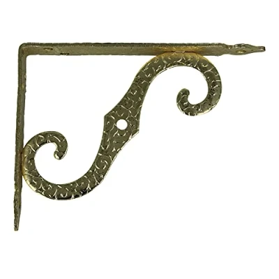 Immagine di Amig Staffa per mensole a muro Supporti Reggimensola Staffe in Acciaio Colore: Ottone Verniciato Dimensioni: 200 x 150 Peso max: 100 kg