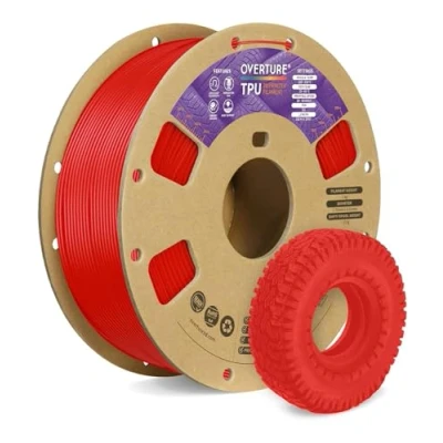 Immagine di OVERTURE Filamento TPU 1kg, 1.75mm Flessibile per Stampante 3D, Elevata Liquidità, Precisione Dimensionale +/ 0.02 mm, 3D (Marrone)