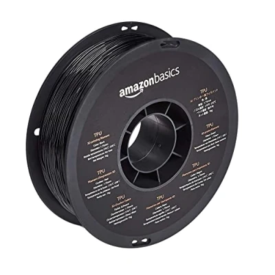 Immagine di Amazon Basics Filamento per stampanti 3D, in poliuretano termoplastico (TPU), 1.75 mm, nero, bobina da 1 kg
