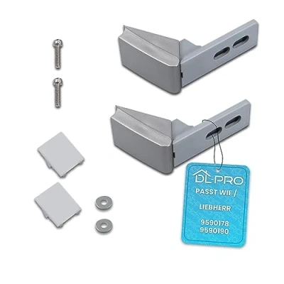 Immagine di DL pro Kit di 2 cerniere in acciaio inossidabile per la maniglia del frigorifero Liebherr 9590178 9590190 porte frigoriferi e congelatori