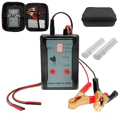 Immagine di ZKTOOL Tester per Iniettori Automobilistici, 2 Adattatori la Pulizia degli Ugelli, 8 modalità di Impulso, Strumenti Fai da Te dell&#039;Auto, con Protezione Cortocircuito