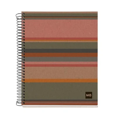 Immagine di Miquelrius taccuino A5, 120 fogli da 80 g/m², a righe interne lisce e carta riciclata (recuperata post consumo), liscio con 2 fori per archiviare, riciclato Eco Stripes