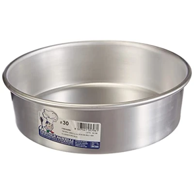 Immagine di Pentole Agnelli Linea Pasticceria e Pizza Tortiera Conica in Alluminio con Orlo (H 8 Cm), Argento, 30 cm