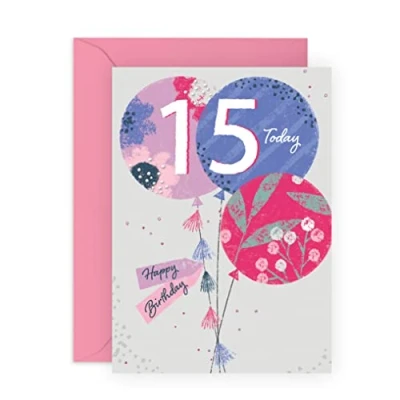 Immagine di CENTRAL 23 Biglietto di auguri per il 15 compleanno ragazza, anni adolescenti, simpatici biglietti figlio, figlia, nipote viene fornito con adesivi