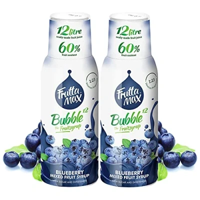 Immagine di 2 x FruttaMax Concentrato Sciroppi di frutta Meno zucchero con il 50% contenuto adatto per macchina bibite (2 500ml) (Mirtillo)