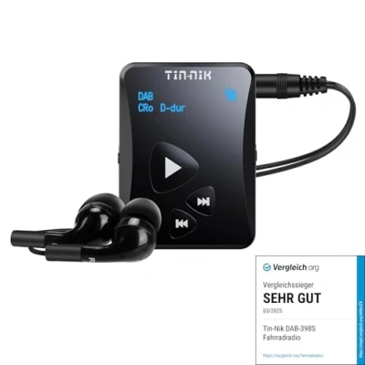 Immagine di Tin Nik DAB 398S radio personale, portatile, DAB/DAB+, Mini digitale, tascabile, RDS FM, con batteria ricaricabile, Cuffie, Display OLED