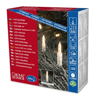 Immagine di Konstsmide 6020 103 Mini catena luminosa esterno rete elettrica Numero di lampadine 80 LED (monocolore) Bianco caldo Lunghezza illuminata: 11.85 m