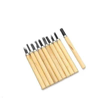 Immagine di Set 10 scalpelli sgorbie 13,5 cm per intarsi in legno decoupage hobby lavori di scolpitura artisti falegnami
