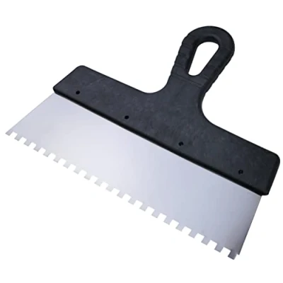 Immagine di AERZETIX C55078 Spatola dentata/pettine per colla 250x6mm mastice/terracotta/giunta piastrelle/muratura/gesso manico in plastica e lama acciaio inossidabile