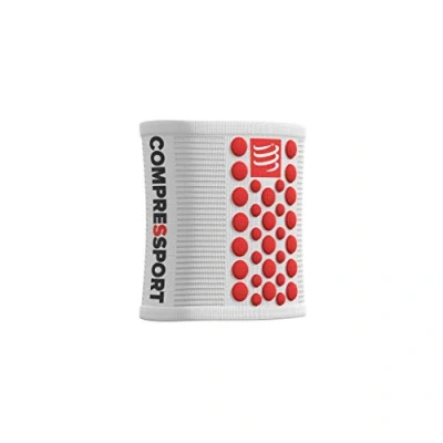Immagine di Compressport Polsino multisport Sweatbands 3D.Dots Bracciale antisudore Proprietà ultra assorbenti Fibre a secco rapido, bianco/rosso