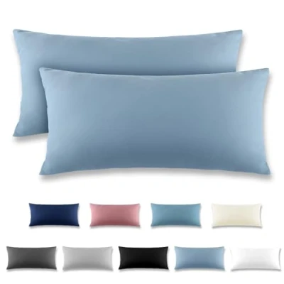 Immagine di REDKEY Coppia di Federe 40 x 80 cm, Set 2 Tessuti per Cuscino Letto, con Cerniera Nascosta, 100% Microfibra è morbida e traspirante， Grigio blu