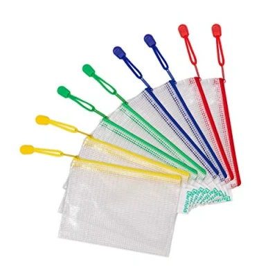 Immagine di Set di 8 buste in plastica, formato A6, con zip