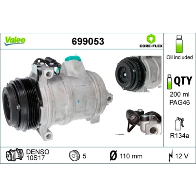 Immagine di VALEO 699053 compressore Aria Condizionata 10S17 12 PAG 46 R 134a con olio NEW ORIGINAL PART LAND ROVER: Range Rover 3, BMW: X5