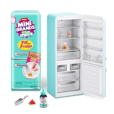 Immagine di Mini Brands Set da gioco Fill The Fridge con luce UV di ZURU, oggetti collezione, fai te, in resina, ricetta esclusiva, NON commestibile, dagli 8 anni su